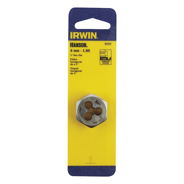 Irwin Irwin Hanson High Carbon Steel Metric Hexagon Die 6 - 1.00 mm 1 pc 9727ZR - main
